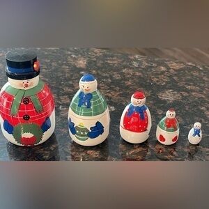 Vintage RUSSIAN nesting snowman dolls
